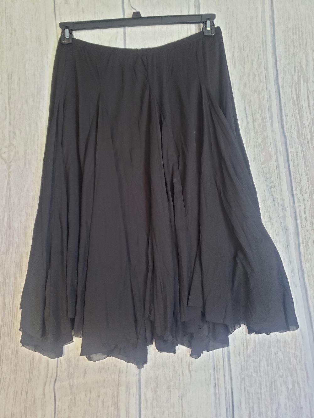 Vtg Studio Y Black Handkerchief Hem Layered Lined Full Skirt XL A28